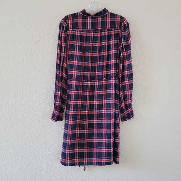 LOFT Plaid Mini Dress With Wiast Tie Size Small - Picture 4 of 6